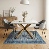 Indigo Blue Persian Floral Area Rug