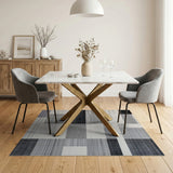 Geometric Block Black White Area Rug