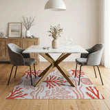 Vibrant Red Coral Reef Seashell Area Rug