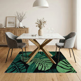 Emerald Monstera Leaf Abstract Area Rug