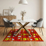 Cute Kawaii Animals in Red Frames Rug