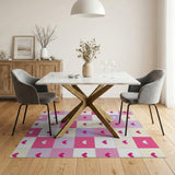 Pastel Pink Hearts Patchwork Area Rug