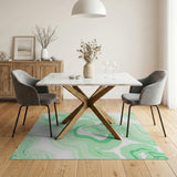 Mint Green Swirl Star Abstract Area Rug