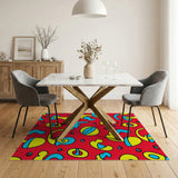Vibrant Red Mushroom Abstract Area Rug