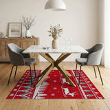 Festive Red Reindeer Christmas Area Rug