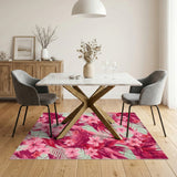 Floral Vintage Pink Vibrant Pink Floral Area Rug