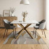 Abstract Wavy Landscape Beige Area Rug