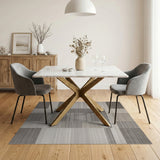 Grey Modern Grey Geometric Block Stripe Rug