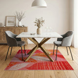 Abstract Leaf Area Rug in Vibrant Red Pink Orange