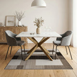 Modern Geometric Beige Grey Block Rug