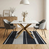 Woven Bold Black White Striped Woven Rug