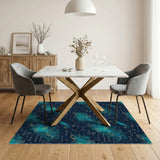 Blue and Teal Cosmic Equations Area Rug