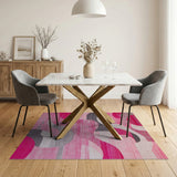 Abstract Pink Wavy Geometric Area Rug