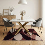 Abstract Maroon Overlap Area Rug
