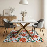 Floral Vintage Vibrant Red Floral Pattern Area Rug