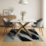 Black and White Bold Black Brush Stroke Abstract Area Rug