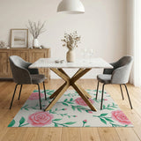 Blush Pink Roses Floral Area Rug