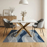 Geometric Modern Modern Blue Wave Geometric Area Rug