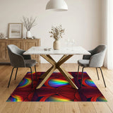 Red Rainbow Curtain Stage Area Rug