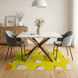 Yellow Sunny Fried Eggs Yellow Area Rug