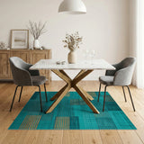 Blue and Teal Geometric Patchwork Area Rug