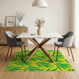 Sunny Yellow Green Palm Leaf Area Rug