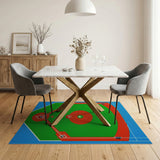 Kids Cartoon Baseball Diamond Area Rug