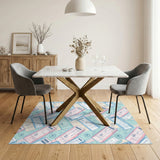 Retro Airline Tickets Blue Area Rug