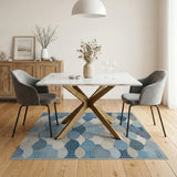 Textured Blue Teal Overlapping Circles Rug