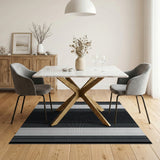 Black and White Black White Halftone Stripe Area Rug