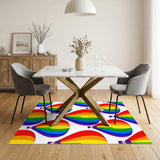 Rainbow Hot Air Balloon Washable Area Rug