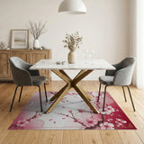 Floral Vintage Pink Cherry Blossom Branch Area Rug