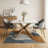 Organic Wave Abstract Area Rug in Teal Terracotta Ivory