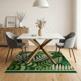 Green Lush Fern Grove Green Area Rug