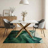 Misty Green Watercolor Mountain Valley Rug