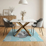 Cute Cartoon Grey Puppy Clouds Area Rug