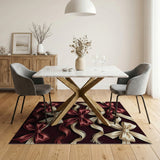 Elegant Red Ivory Satin Bow Area Rug