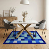 Modern Blue Geometric Patchwork Area Rug