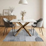 Grey Overlapping Circles Geometric Area Rug