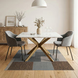 Modern Grey Geometric Block Area Rug