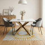 Yellow Golden Sunburst Geometric Area Rug