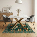 Emerald Green Floral Persian Area Rug