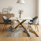 Abstract Geometric Modern Area Rug in Neutral Tones