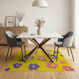 Playful Smiling Daisy Yellow Area Rug
