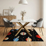 Pixelated Solar System Kids Area Rug