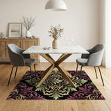 Purple Gold Ornate Floral Vintage Area Rug