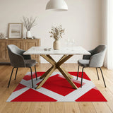Bold Red Geometric Diamond Area Rug