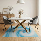 Swirling Blue Ocean Wave Coral Area Rug