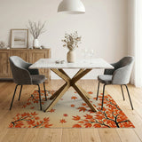 Orange Falling Maple Leaves Area Rug