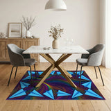 Blue Paper Airplane Rainbow Vortex Rug